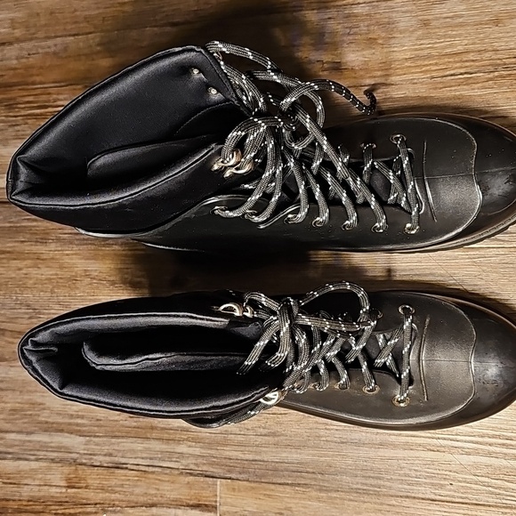 Womens Jeffrey Campbell Black Lace-Up Rain Boots Sz 9 - Picture 2 of 7